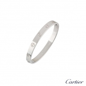 Cartier 18k White Gold Plain Love Bangle Size 16 B6035416